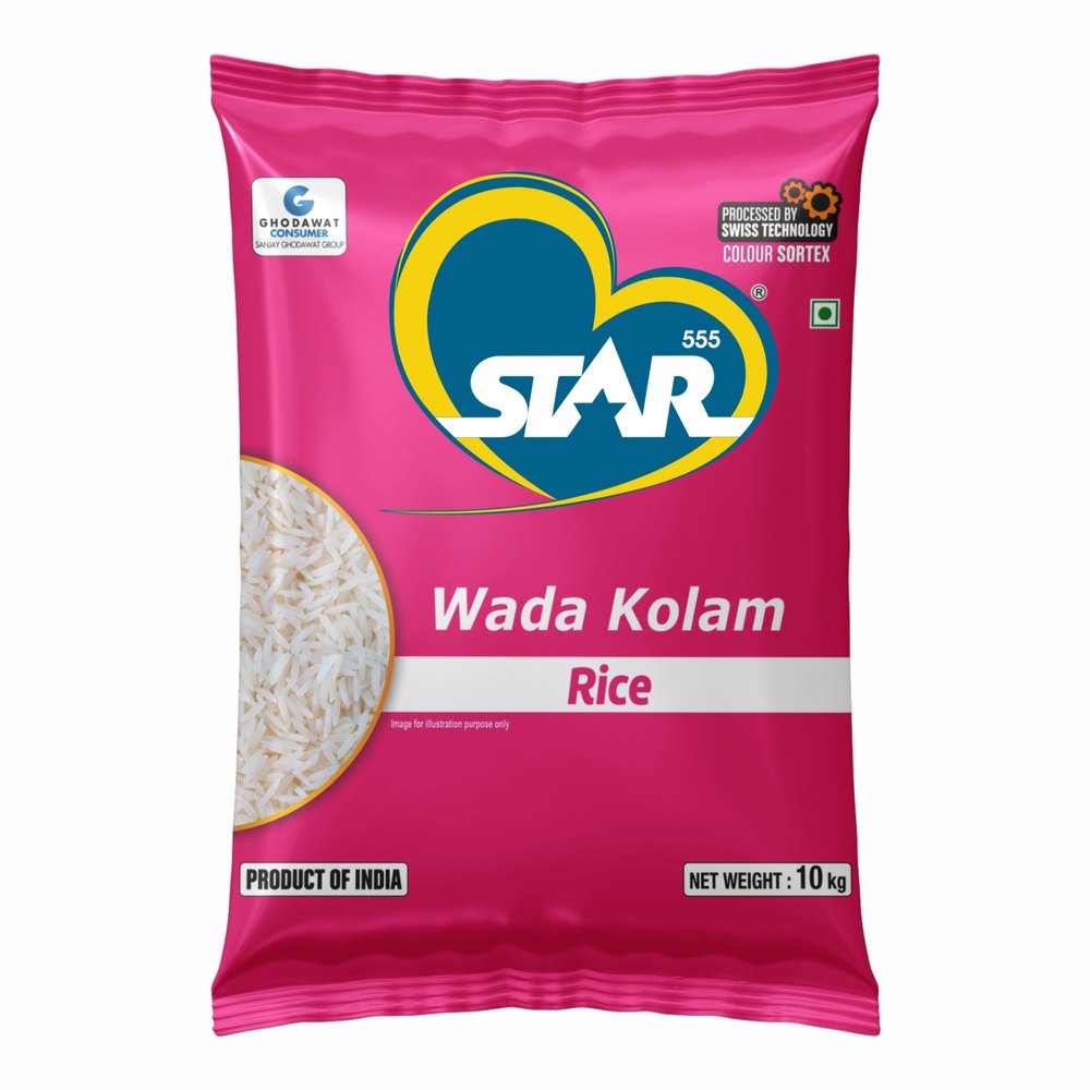 10 Kg Star 555 Wada Kolam Rice, Packaging Type: Packet