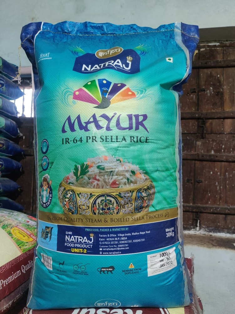 Creamy White Indian Mayur IR 64 Sella Rice, Packaging Size: 25 Kg