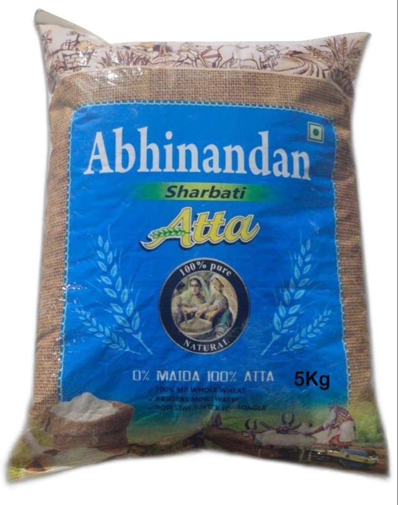 Abhinandan 5kg Sharbati Wheat Atta, Packaging Size: 1 kg, Packaging Type: Packet