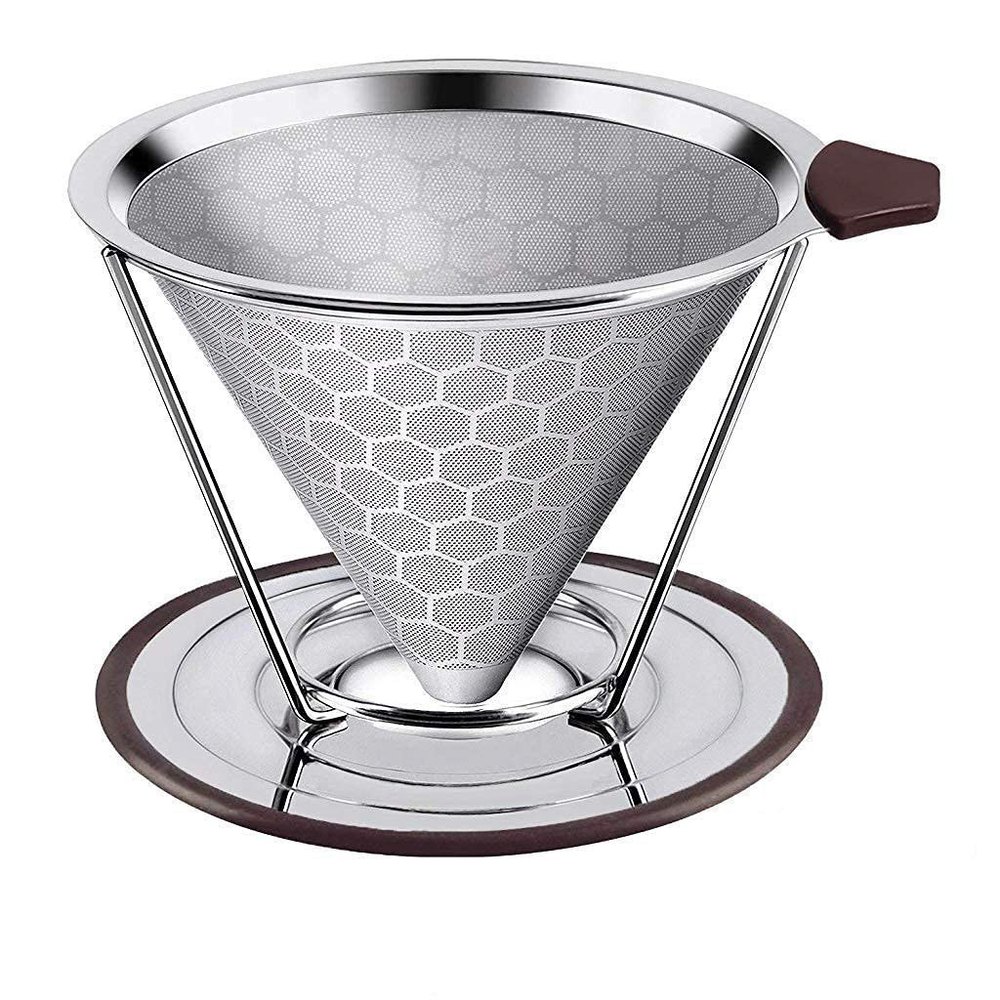 Filter Coffee Maker 800 Mesh with Handle Pour Over Coffee Filter Stainless Steel V60 Coffee Dripper