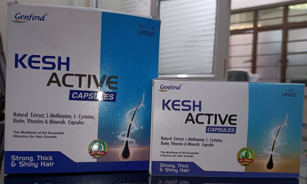 Genford Kesh Active Capsules, For Clinical, Packaging Size: 10x1x10 Tablet