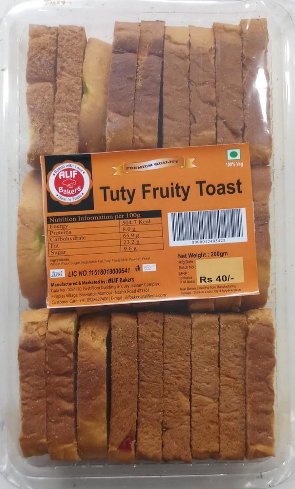 Alif Bakers Tutty Frutti Rusk, Packaging Type: Packet