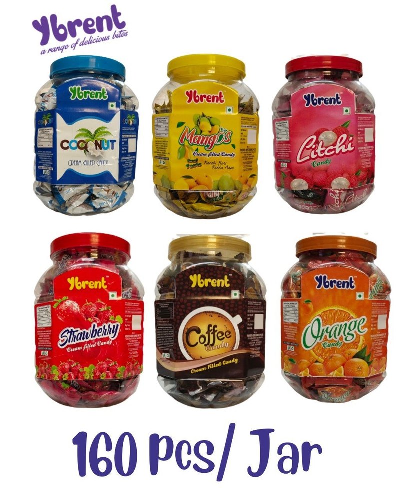 Ybrent Mix Colors Center Filled Candy, Packaging Type: Plastic Jar, Packaging Size: 20 Jar Carton