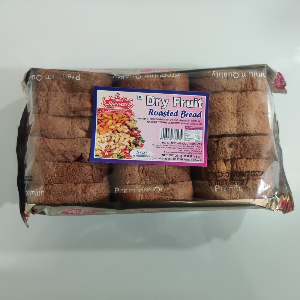 Shree Rajaveer Dry Fruit Roasted Bread, For Home, Packaging Size: 200 Gm