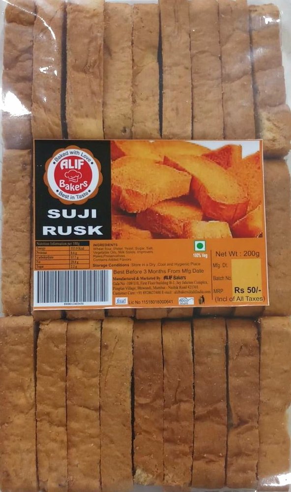 Alif Bakers Suji Rusk, 200gms, Yess