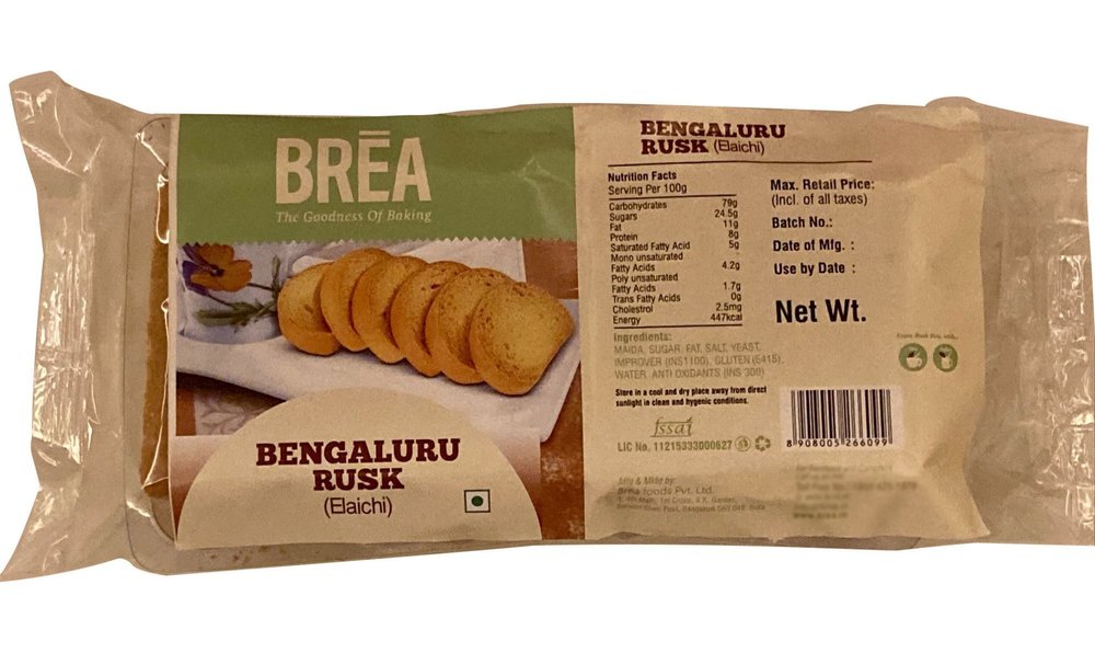 Brea Bengaluru Elaichi Rusk, 8 G, Packaging Size: 1 Kg