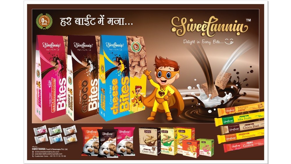 SWEETANNIA Confectionery Choco Filled Bites, Wafers, Packaging Type: Box, 288 Pieces in A Carton