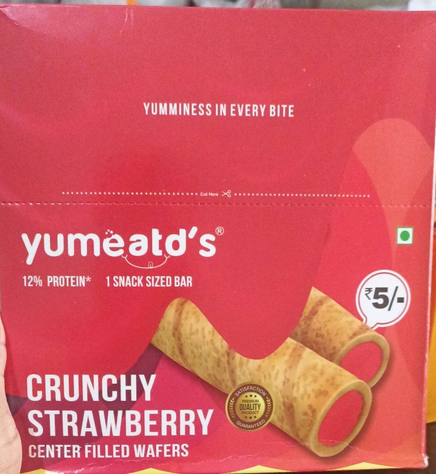 Yumeated\'s Strawberry Yumeatd\'s wafers, Packaging Type: Box, 600gm