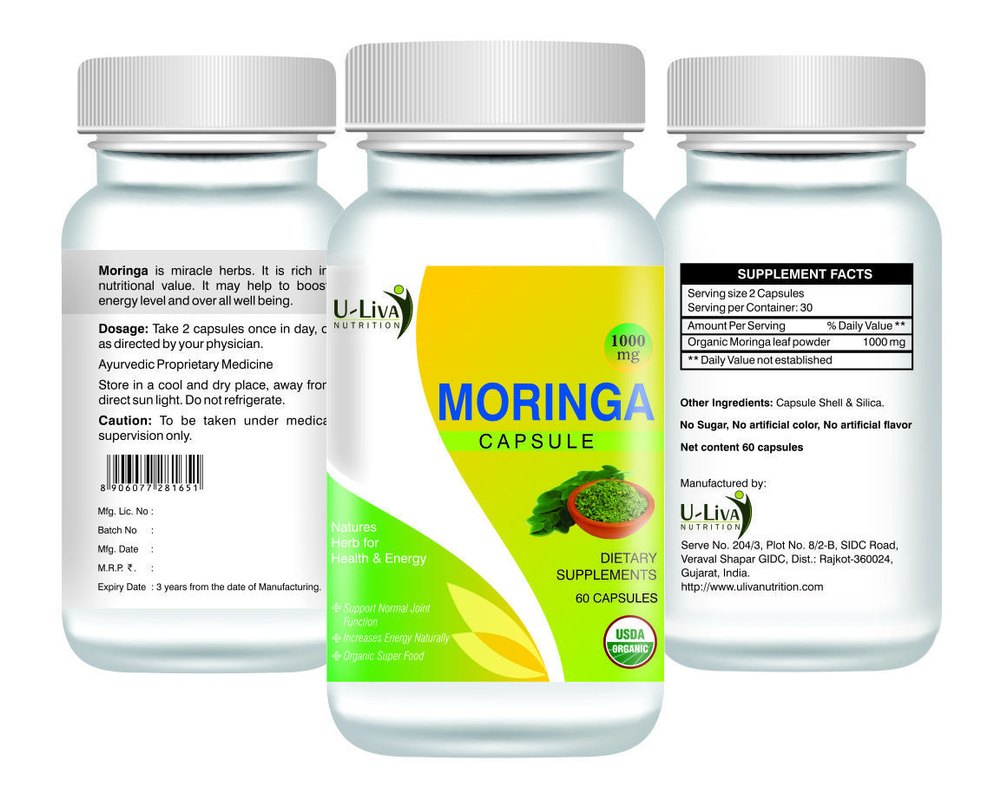 Moringa Capsule, Packaging Type: Bottle, Packaging Size: 60 Capsules