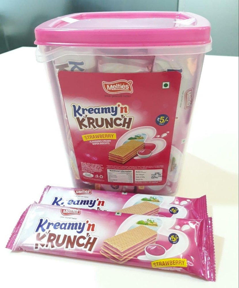 MELTIES Rectangular WAFER STRAWBERRY, Packaging Type: Jar, 40 Pcs