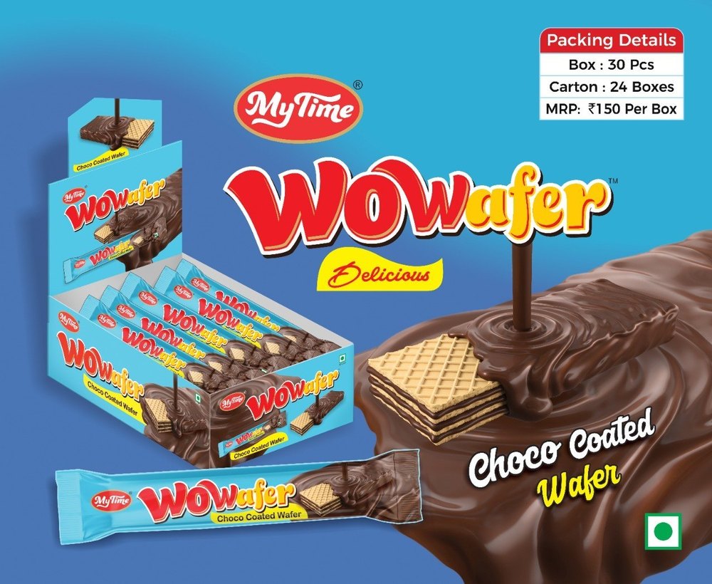 MYTIME Rectangular WOWAFER CHOCOLATE COATED WAFER, Packaging Type: Box, 30