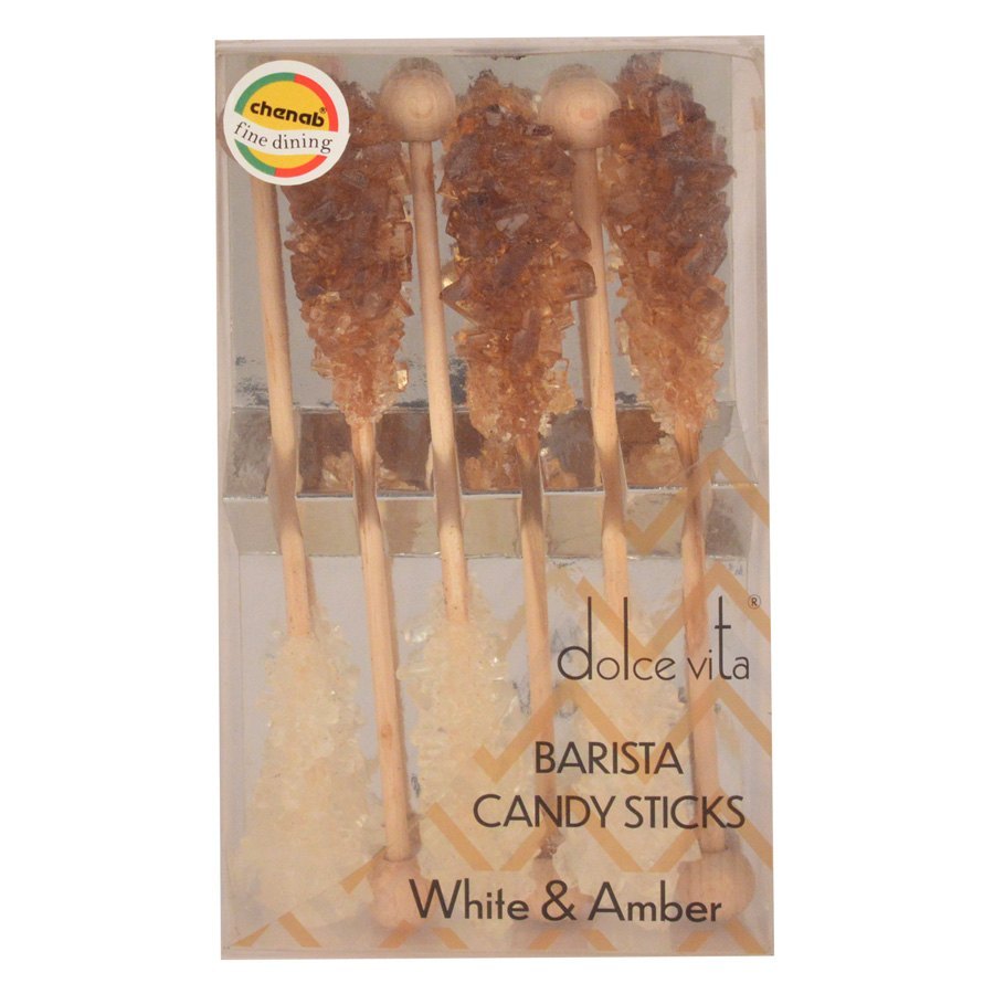 Hard Candy Sugar Demitasse Sticks - White / Amber 6g Sticks, Packaging Type: Packet