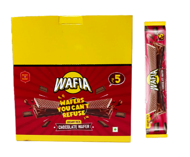 Rectangular Wafia Chocolate Flavoured Wafers MRP 5Rs - Box 20Pcs