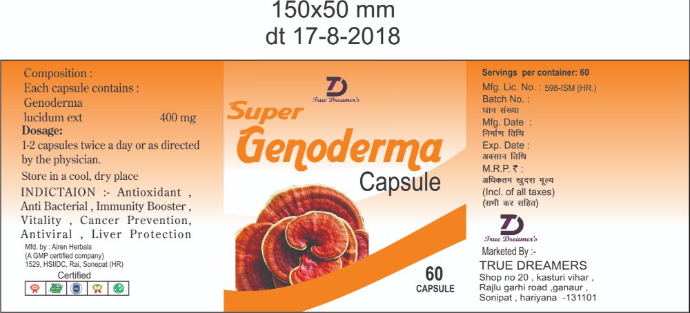 500 MG Ganoderma Lucidium Capsule, Treatment: General Wellness, Packaging Type: Bottle