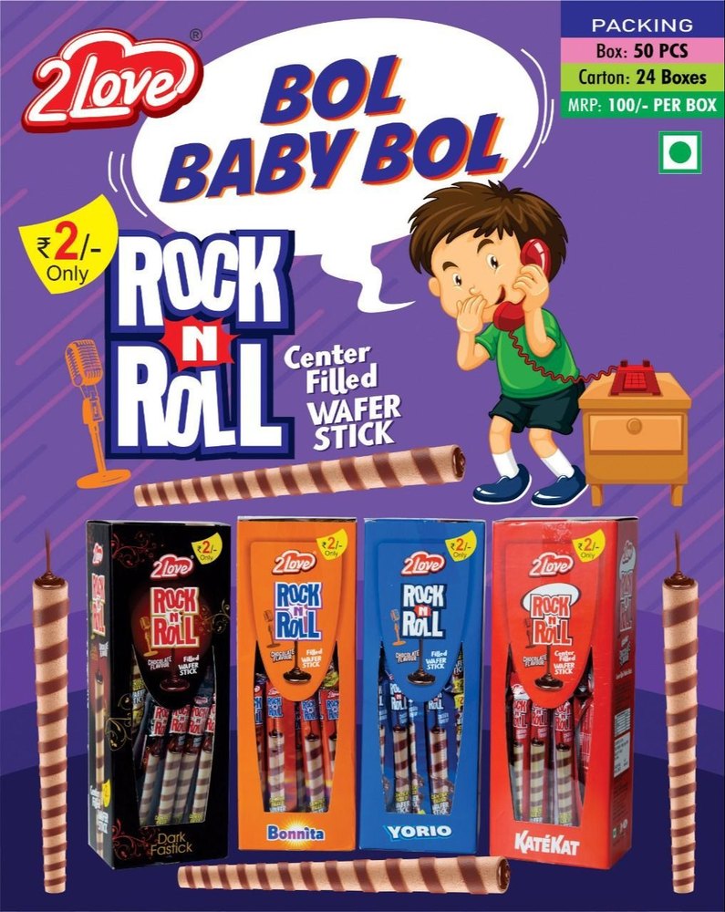 long rock n Roll center filled Wafer stick