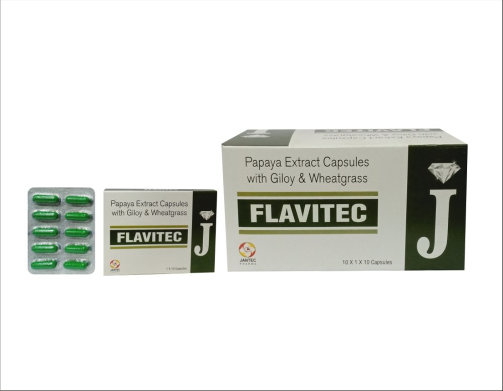 Flavitec (Papaya Extract 400 mg Glioy 50 Mg Wheatgrass 50 Mg (for Dengue & Malaria)
