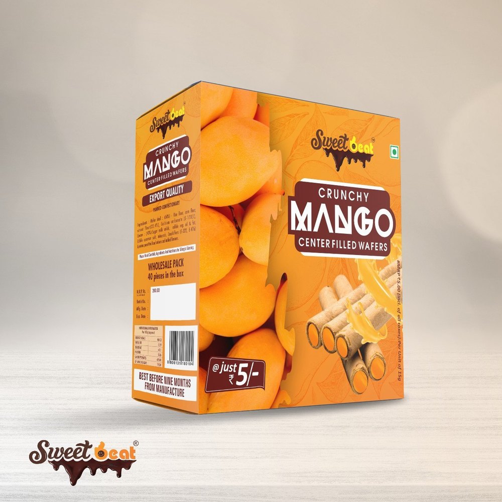 ROLLS Sweet Beat Crunchy Mango Centerfilled Wafer Roll, Packaging Type: Box, 40 Pieces