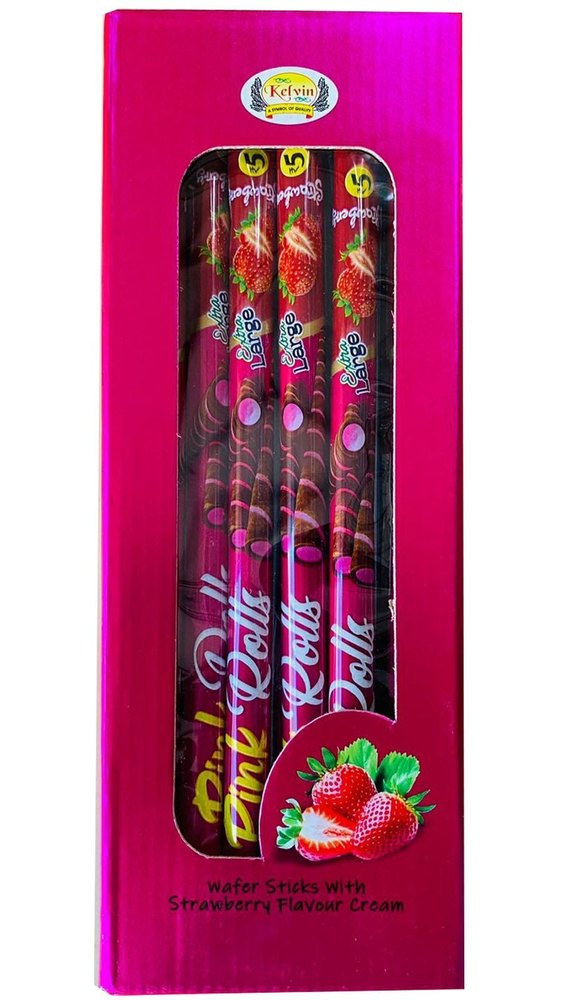 Kelvin Round Strawberry Flavoured Wafer Stick, Packaging Type: Box, 20 Pieces