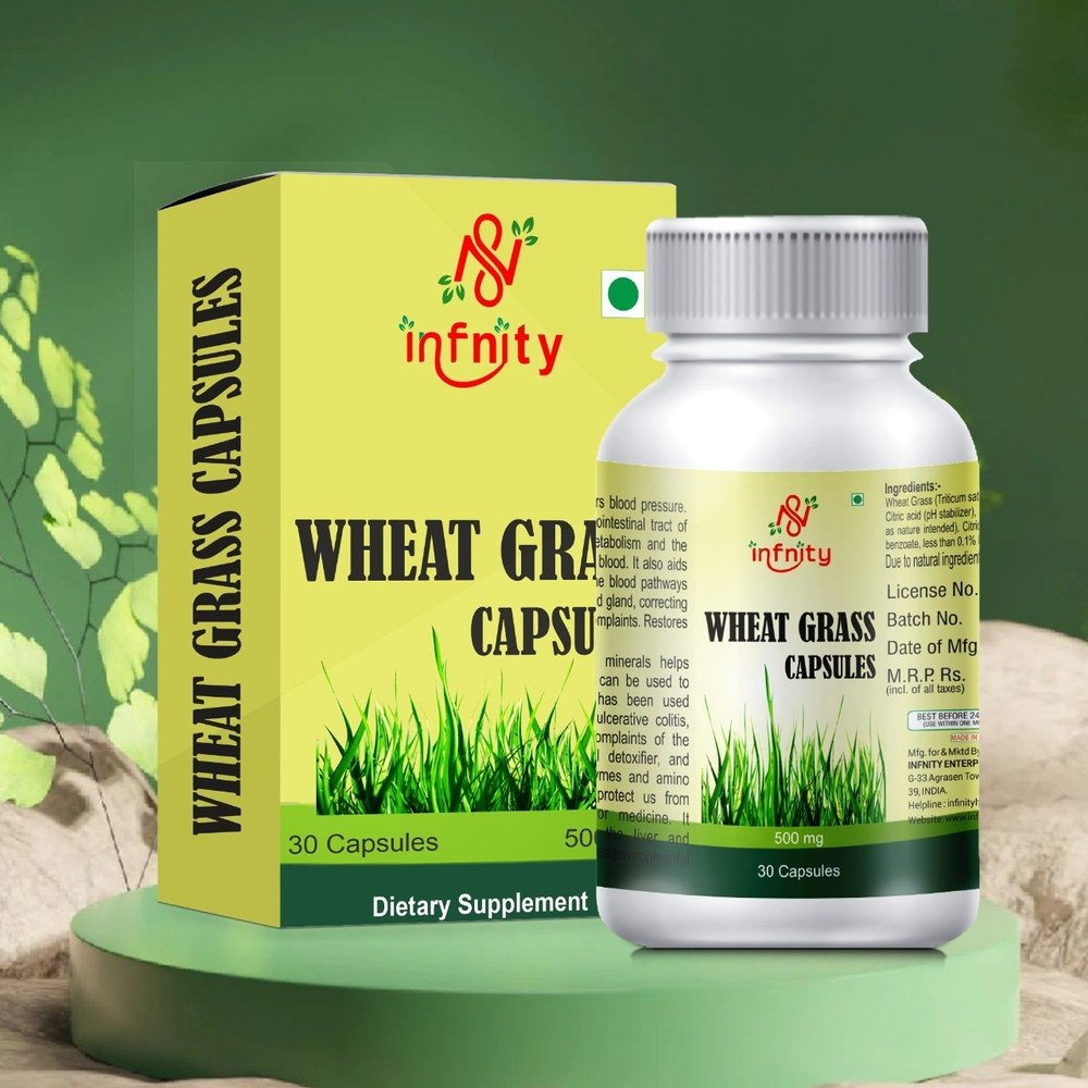 Infinity 100% Wheatgrass Powder Wheat Grass Capsules, 60 Capsule