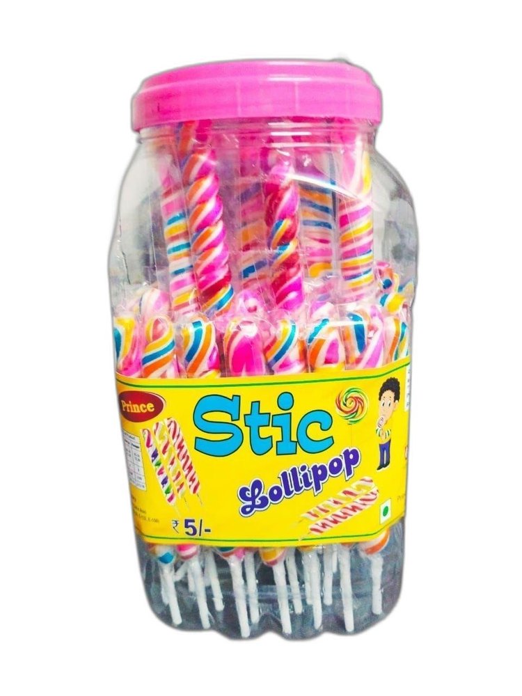 Prince Multicolor Strawberry Lollipop Stick, Packaging Type: Plastic Jar, Packaging Size: 50 Pieces