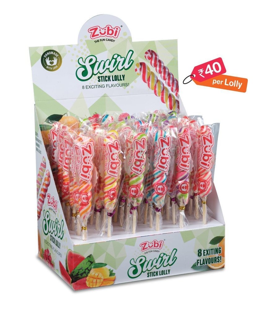 Lollipop Multi Flavor Zubi Swirl Stick Lolly Candy, Packaging Type: Box, Packaging Size: 36 Pieces