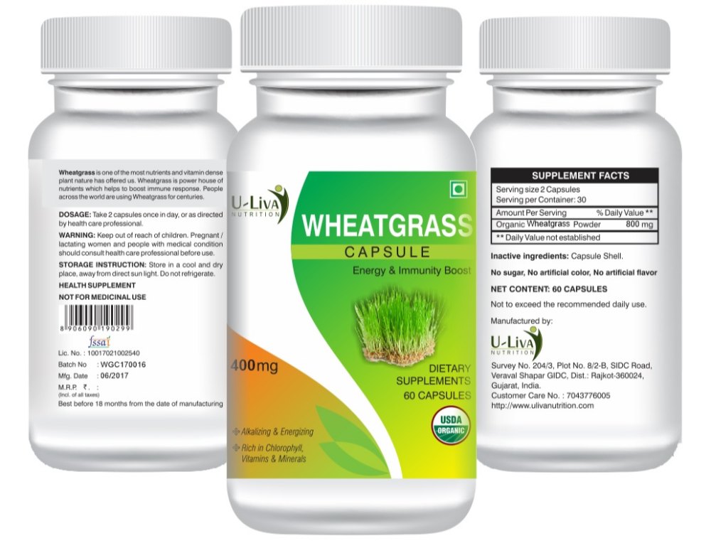 Wheatgrass Capsule, For Clinical, 60 Capsules