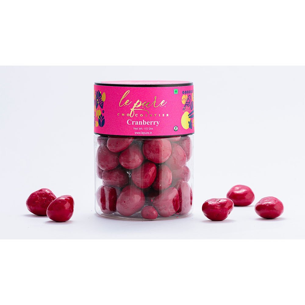 Luxury Premium Chocolates Round Le Pure Chocolatier Cranberry Dragees 115gms, Packaging Type: Jar