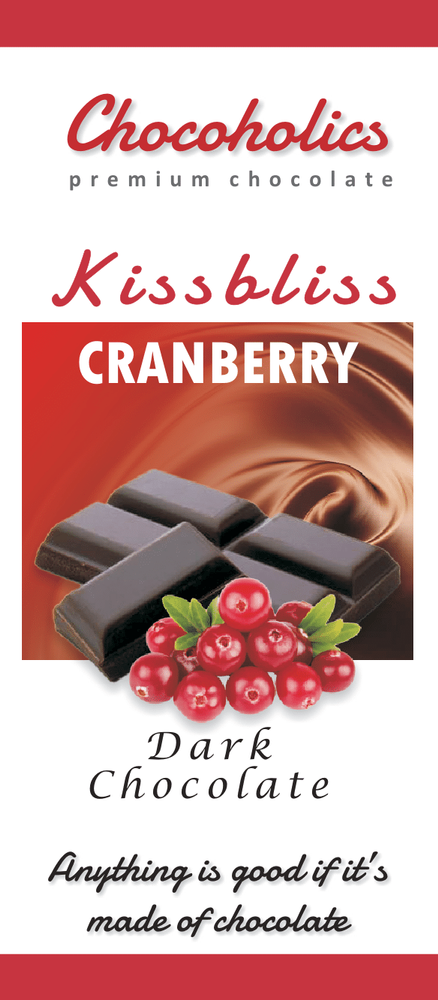 Chocoholics Bar Kiss Bliss Cranberry Dark Chocolate