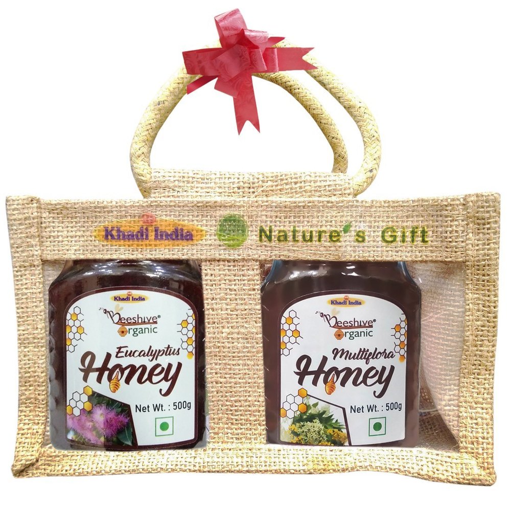 Beeshive Organic Gift Pack Multiflora Honey and Eucalyptus, 500g, 1kg, 500g