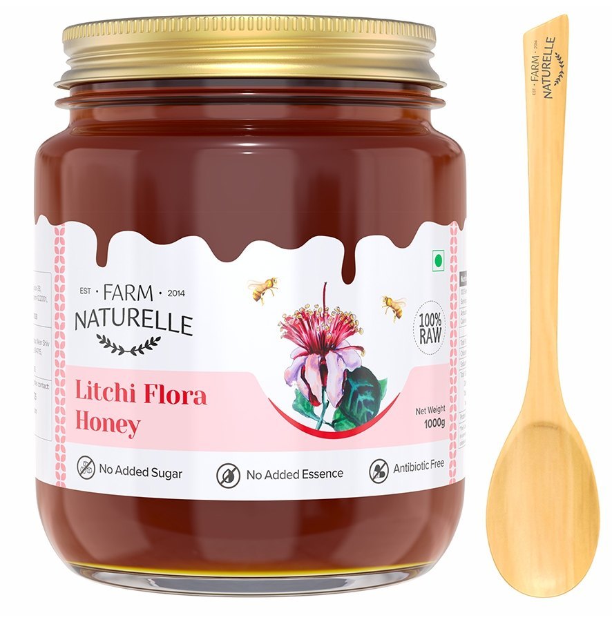 Farm Naturelle Pure Raw Natural Unprocessed Litchi Flowers Honey, 1 kg.