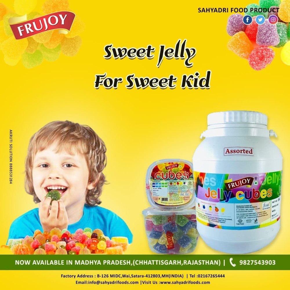 frujoy Egg Less Sugar Coated Sweet Jelly, Geli, Packaging Size: 3 kg