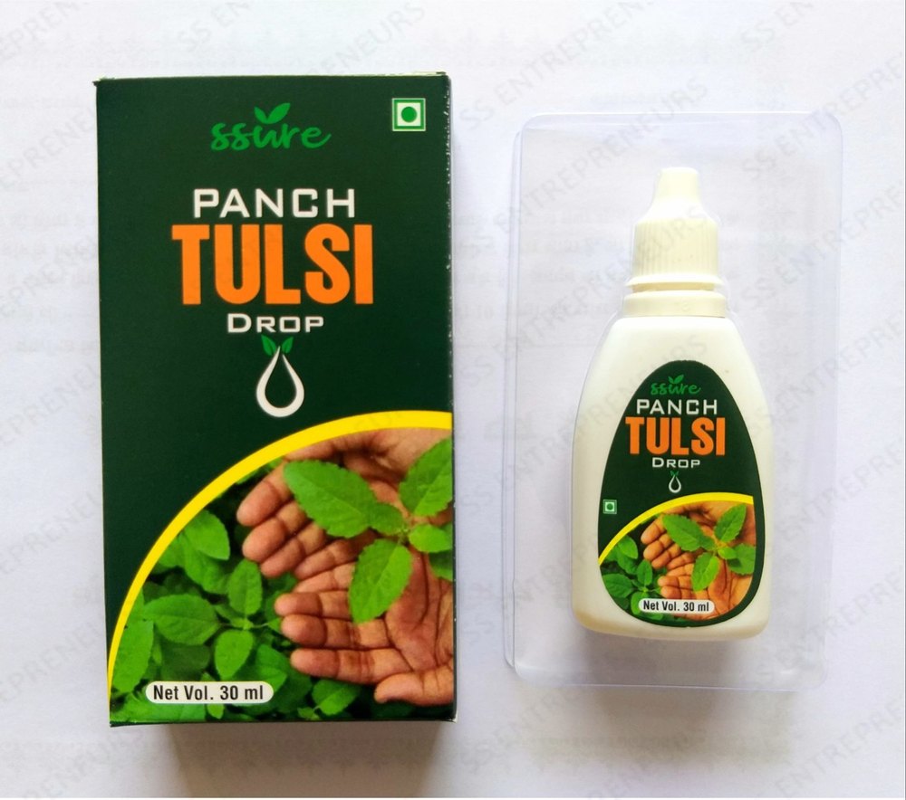 Ocimum Tenuiflorum Green Organic Herbal Panch Tulsi Drops, 30 ml, Packaging Type: Box with Tray