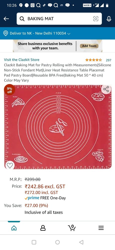 Red Cardboard Silicone Mat For Baking, For Bakery, Size: 50*40 cm