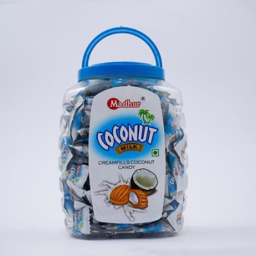 white Round Madhur Coconut Candy (Creamfills Coconut Candy), Packaging Type: Plastic Jar, Packaging Size: Medium