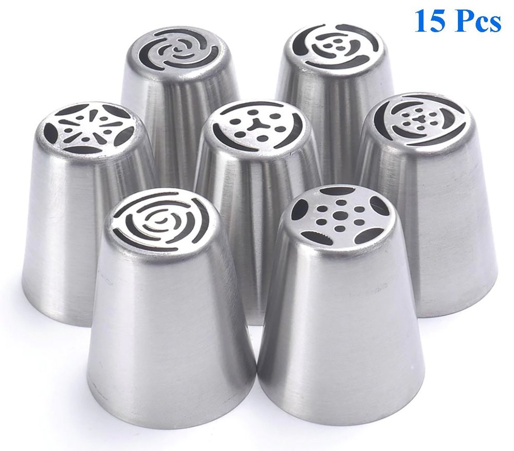 Silver Stainless Steel 15 Pcs Russian Nozzle, For Cake, Size: Standard