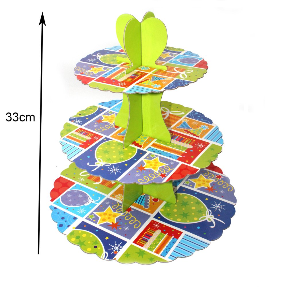 Paper Board Jades Cardboard 3 Layer Cup Cake Stand Multi, For Party, Round