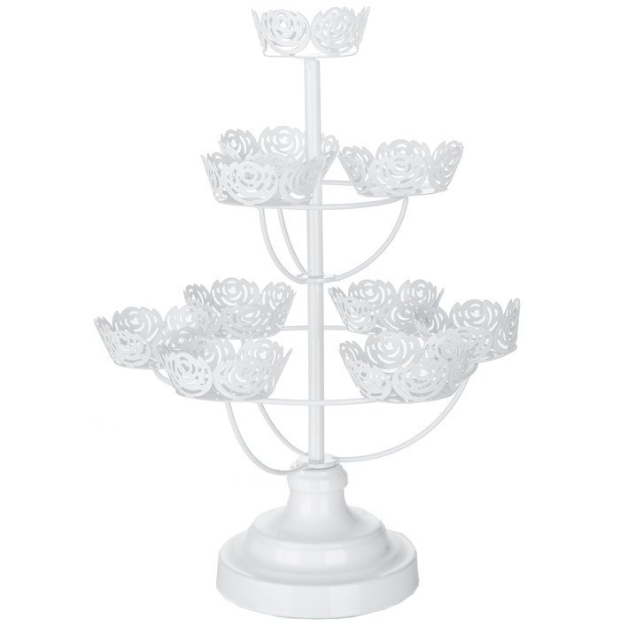 White Iron Cup Cake Stand Metal Cake Stand Modern Cake Stand, For Bakery, Size: Custom Size