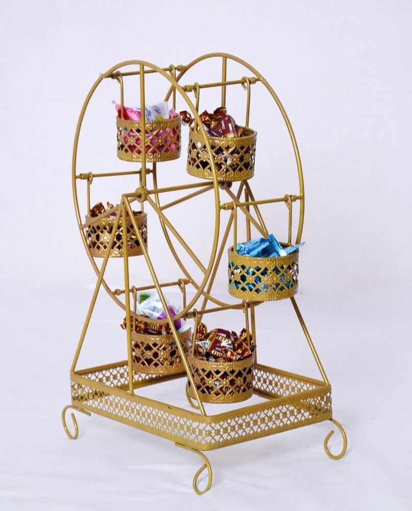 Iron Color Coated Round Candle Stand Holder, For Decoration, Size/Dimension: 43 X 30 X 12 cm