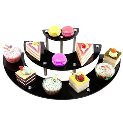 3 Tier Black Acrylic Semicircle Dessert Cupcake Display Stand Rack