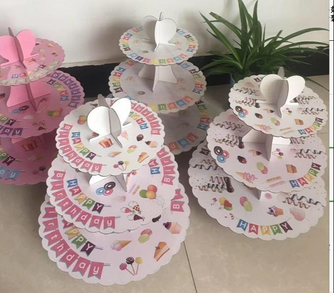 Paper Cardboard 3-tier Treat Tree Cupcake Stand For Cake Table Decoration