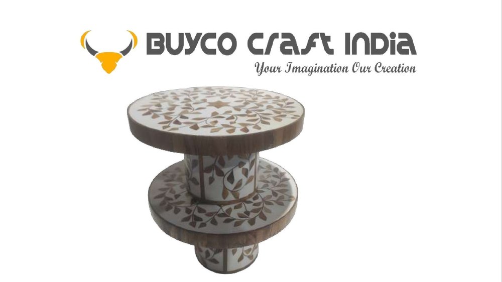 BUYCO HANDMADE BONE INLAY ROUND CAKE STAND, For Home, Size: 10x10