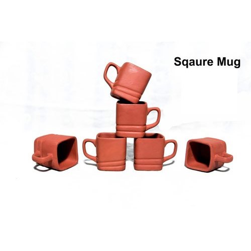 Reddish Brown Teracotta Stylish Square Terracotta Mug