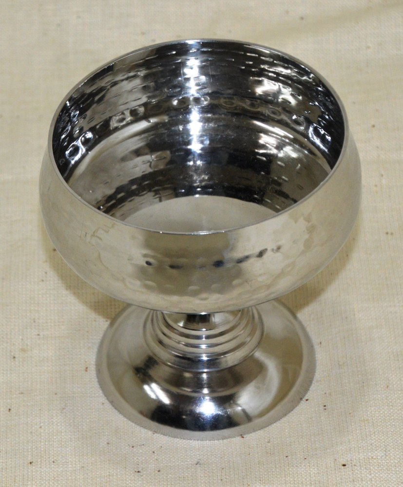 Silver Round Dessert Cup Hammered, For Hotel, Set Contains: 2 Pieces