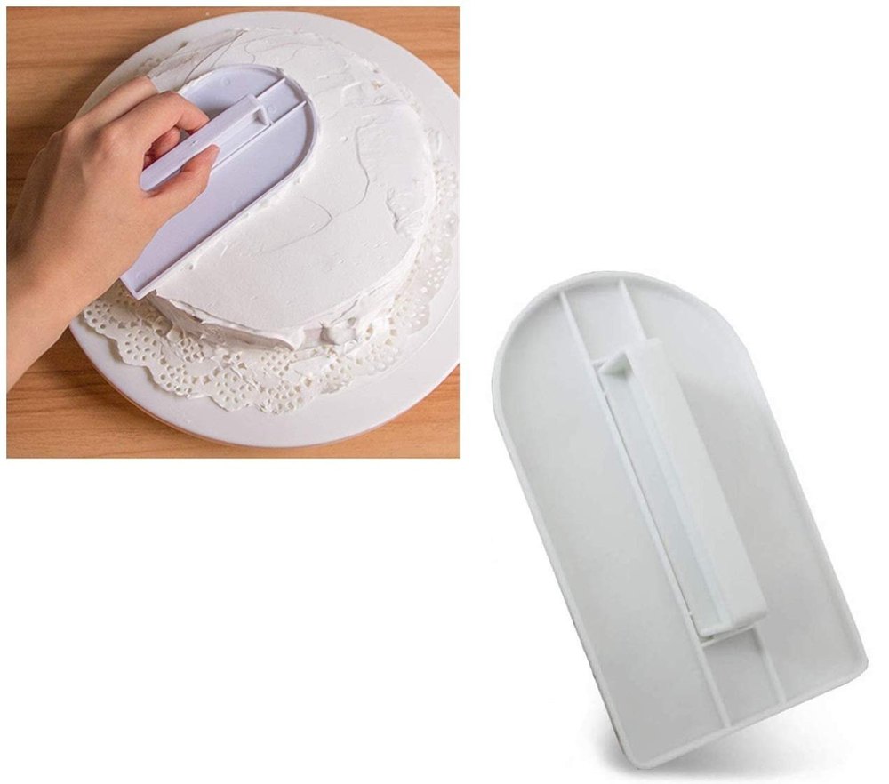 White Plastic CAKE SMOOTHER CREAM SCRAPER, Size: Free