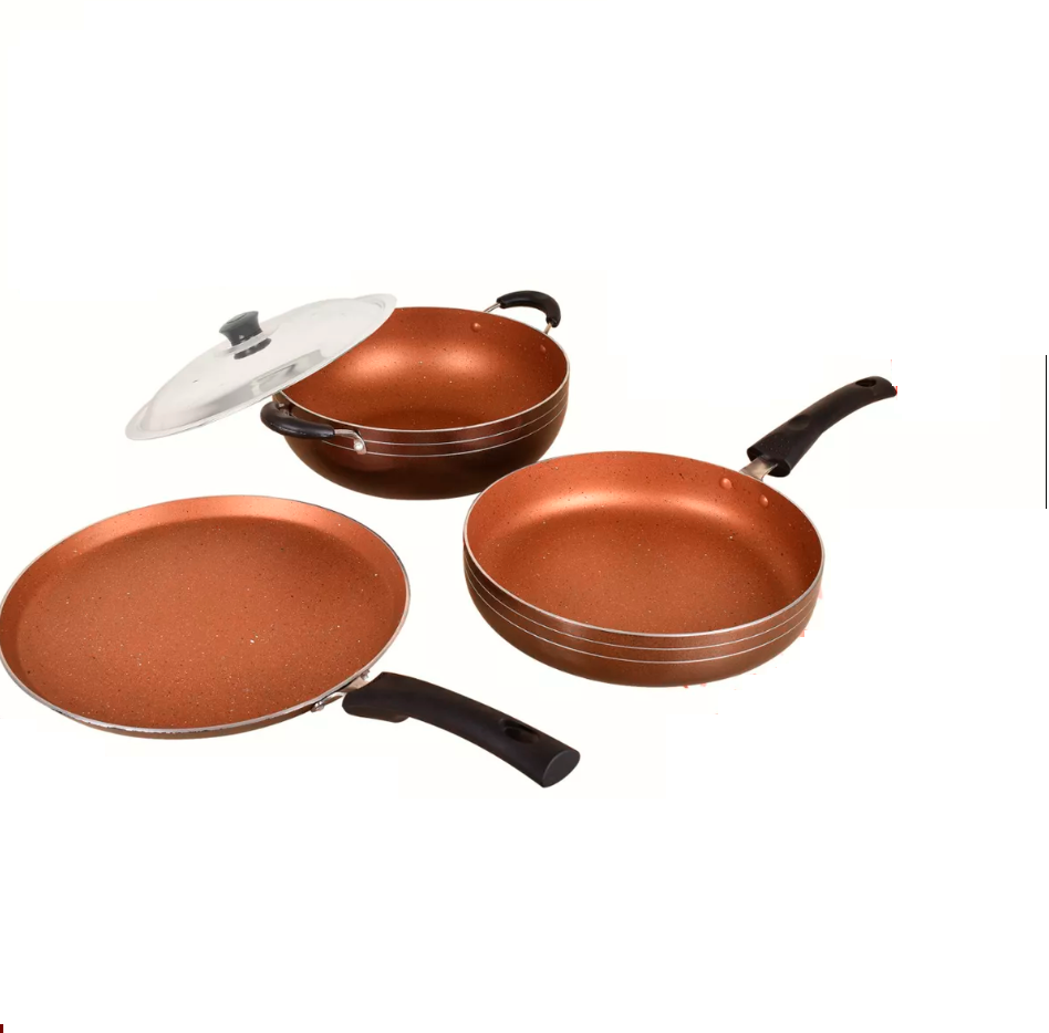 PTFE Aluminium Non Stick Cookware Gift Set Royal Rang (Euro Sleek)(2.6mm), Size: Medium & Big