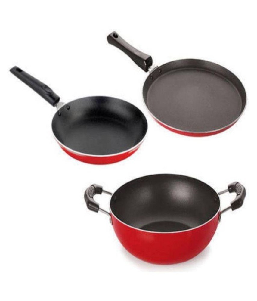 Aluminium Red ROL-X 3 Pcs Non Stick Cookware Set, For Home