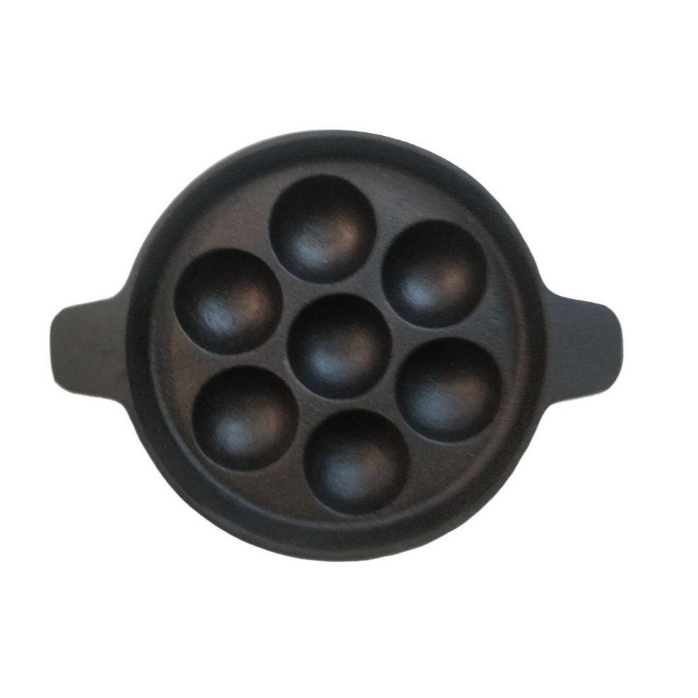 Black Preseasoned Cast Iron - Panniyaram Pan -7 Pits, For Home, Round