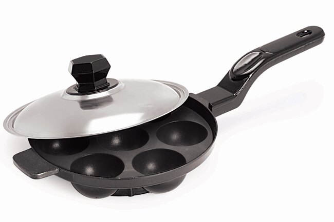 Teflon Black Stainless Steel Apam Patra, For Home, Capacity: 7 Cavity