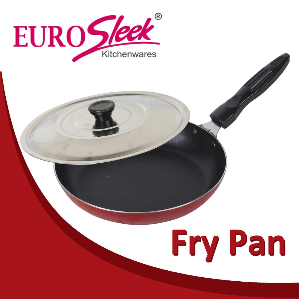 Aluminium Red Non Stick Tapper Fry Pan (Euro Sleek)(2.6mm ), For Frying Eggs and ect, Size: 11/12/13/14/15