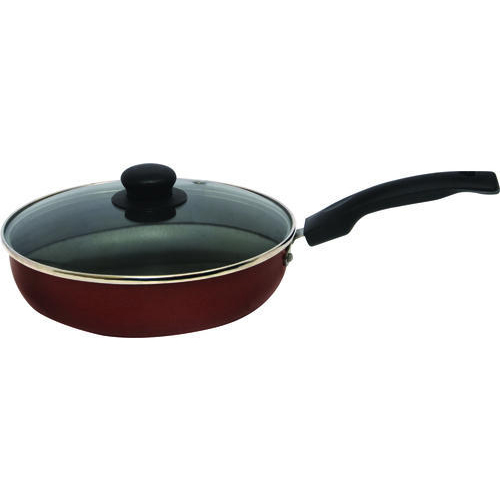 Red & Black Aluminium Non Stick Fry Pan, Capacity: 1 L